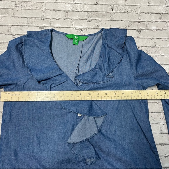 Blue Ruffled Denim Top - Picture 2 of 4